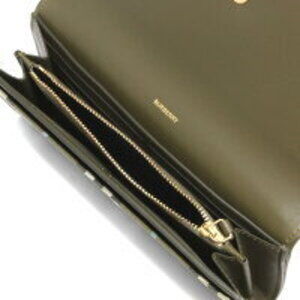 Burberry Green Halton Check Olive Bifold Continental Wallet Khaki